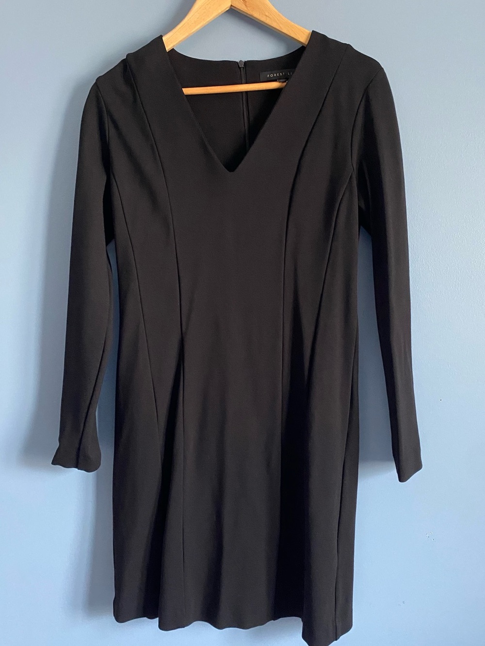 Forest Lily Black V-Neck Long Sleeve Dress
